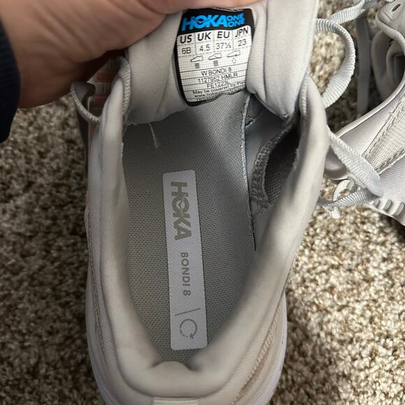 HOKA Women's Bondi 8 Running Shoes Size 6B In Harbor Mist/Lunar Rock - Picture 8 of 11